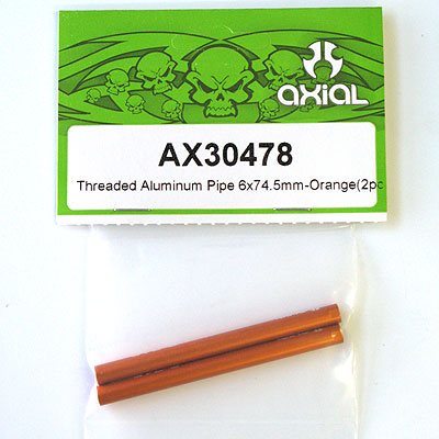Axial Threaded Aluminum Pipe 6x74.5mm (Orange) (2Pcs.) AX30478